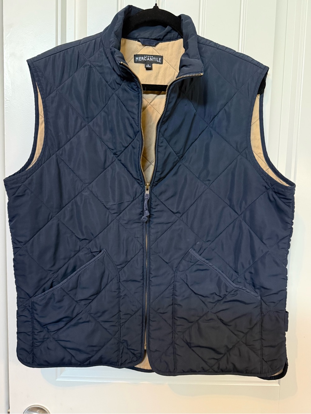 J.Crew Mercantile Men's Quilted Navy Blue Vest 
Size Large zip front